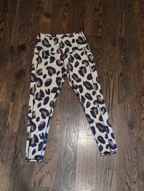 Leopard Print High-Rise Leggings - White & Brown